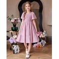 thumbnail image 5 of Arshiner Girls Summer Dress Tween Casual Smocked Swing Flowy Ruffle Midi Dresses with Pockets, 5 of 6