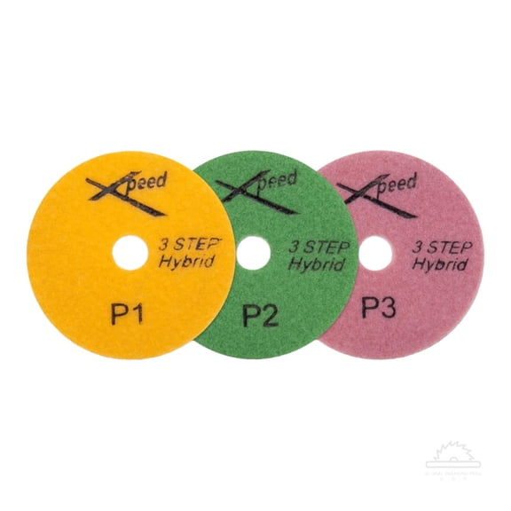 4" Diamond Polishing Pads for Granite, Quartz, Marble, Quartzite, Engineered Stone, 3-Step Wet/Dry Polishing Pads
