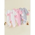 thumbnail image 4 of Cjfdfy Newborn Baby Girl Footed Fall Clothes She's Here Embroidery Footed Romper Long Sleeve Fall Bow Ruffle Jumpsuit Infant Cute Coming Home Fall Winter Outfit, 4 of 8