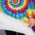thumbnail image 3 of Oversized Wearable Blanket Hoodie,Colorful Tie Dye Mandala Pattern Sherpa Blanket Hoodie with Super Pockets,Super Warm Fuzzy Pullover for Women & Men, 3 of 6