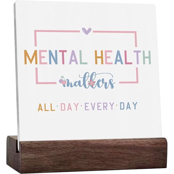 Mental Health Home Office Decor Mental Health Gifts Desk Decor Accessories Self Love Ceramic Sign Positive Gifts For Psychologist Pharmacist Counselor Table Shelf Counter Wall Decorative Quotes