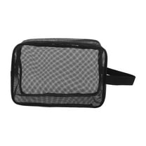 ibasenice Portable Black Mesh Shower Bag with Zipper for Travel Gym and Outdoor Use