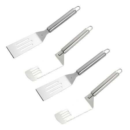 

4pcs Stainless Steel Pizza Shovels Home Kitchen Steak Spatulas (Silver)