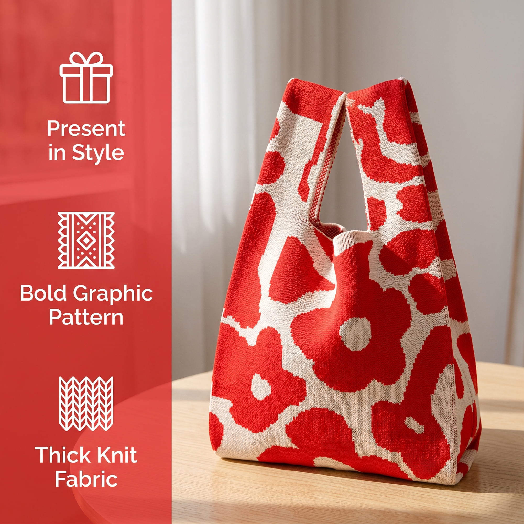 Unique Bargains Cute Cartoon Gift Bags with Handles for Parties 7.5" x 13.4" Red Flower