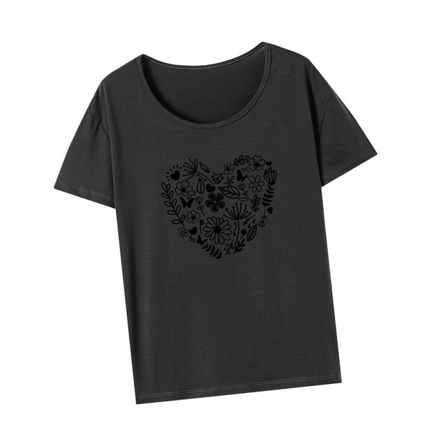 Camisas de manga corta para mujer, cuello redondo, transpirables, clásicas, estampadas, de verano, para desplazamientos. XL