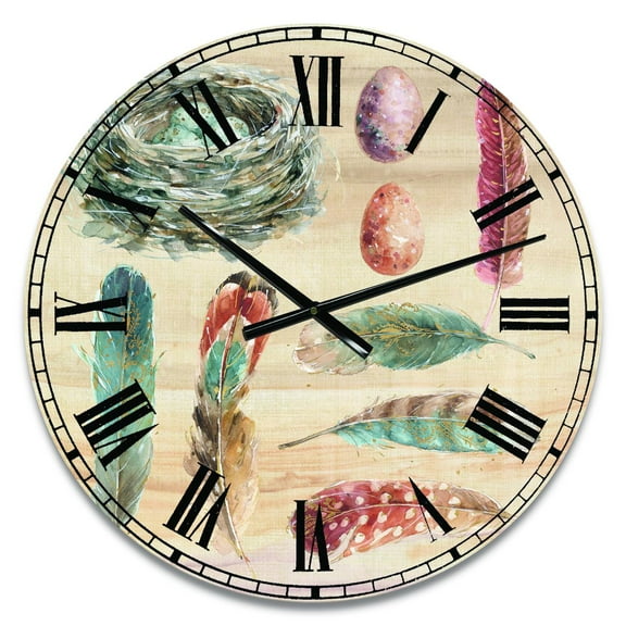 Designart Oversized Multicolor Analog Round Farmhouse Modern Wall Clocks, CLM31054-C23