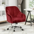 thumbnail image 1 of Noble House Lylah Glam Velvet Home Office Chair with Swivel Base, Wine and Silver Finish, 1 of 7