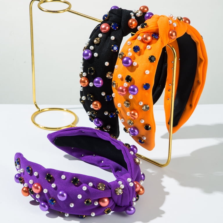 Halloween Headband for Women, Crystal Pearl Knotted Hairband  display picture 1