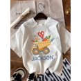 thumbnail image 2 of Girls & Boys Construction Theme Cotton Graphic Tees, Back To School Clothes Girls, Black Casual Style Summer Shirts With Dump Truck And School Supplies Pattern, Gift For First Day Of School, 2 of 3