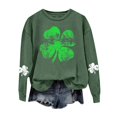 thumbnail image 4 of WEAIXIMIUNG Sweatshirts d'Automne pour Femmes Mode Décontractée Jour de la Saint-Patrick Vert Imprimé Graphique Quatre Feuilles Col Rond Manches Longues Jogging Sweatshirt, 4 of 4