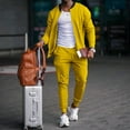 thumbnail image 3 of Men's Spring Fall Casual 2-Piece Set, Outdoor Fitting Long Sleeved Jacket and Pants, For Daily Wear and Leisure Activities,Yellow,3XL, 3 of 8