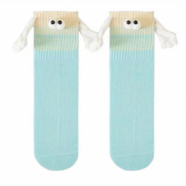1/2Pairs Colors Magnetic Holding Hand Socks Dopamine Designer Socks Funny Couple Socks Birthday Gift for Women Men Bestie Lovers