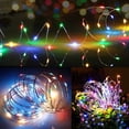thumbnail image 3 of Battery Operated Copper Fairy Lights, 33ft 100 LED Waterproof Silver Wire String Light with Remote & Timer, 8 Modes Indoor Outdoor Christmas Tree Wedding Party Decorations, Multicolored, 3 of 9