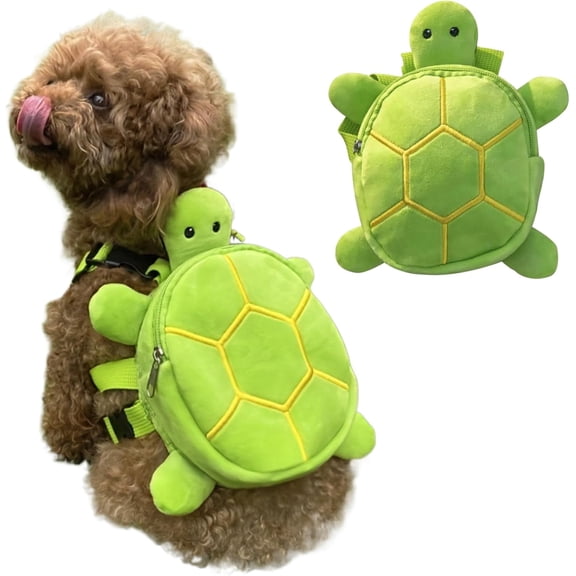 Dog Backpack Harness Turtle Shape Breathable Adjustable Cute Dog Hiking Backpack Zipper Closure 8x7in Dog Backpack for Small and Medium-Sized Dogs Dog Backpack