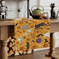 thumbnail image 2 of Table Runner Dresser Scarves 70 Inch Long,Halloween Pumpkin Ghost Face Black Cat Linen Dining Table Runners Bat Cartoon Style Tabletop Scarf for Wedding Holiday Party Kitchen, 2 of 9