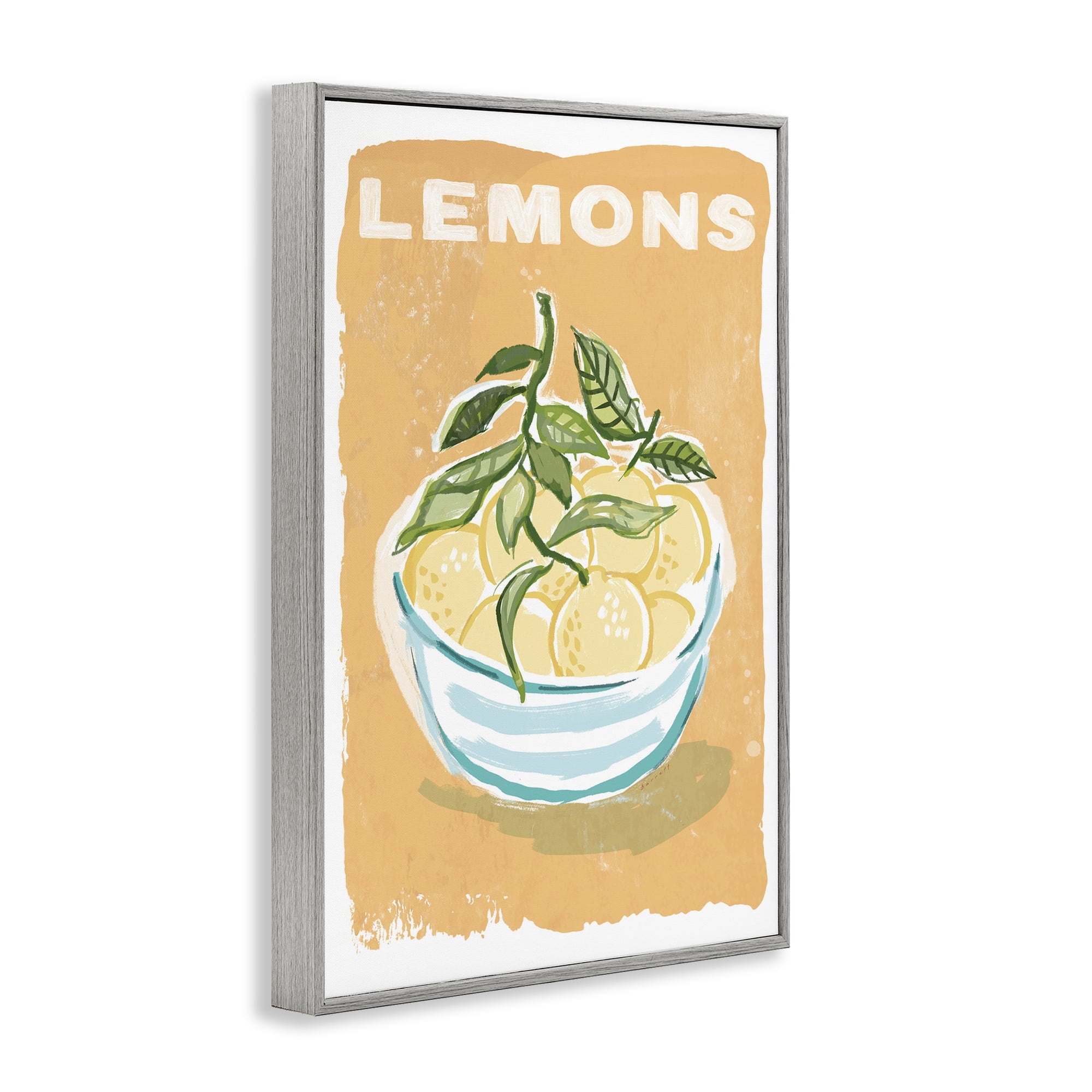 Stupell Industries Lemon Twist Motif Gray Framed Giclee Art, design by Chad Barrett