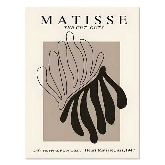 Boho Matisse Abstract Body Line Poster, Leaf Wall Art Print for Living Room Decor, UNFRAMED 8x12