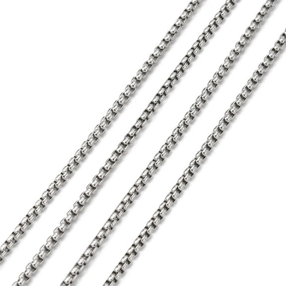 10m Tarnish Resistant 304 Stainless Steel Box Chains Unwelded Stainless Steel Color 2.5x2.5mm