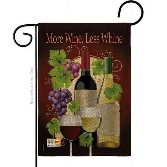 Breeze Decor BD-WI-G-117022-IP-DB-D-US10-BD 13 x 18.5 in. More Wine, Less Whine Burlap Happy Hour & Drinks Wine Impressions Decorative Vertical Double Sided Garden Flag