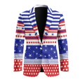 thumbnail image 5 of HELLHERO Patriotic Stars Stripes Polyester Slim Fit One Button Suit Jacket with Solid, Pockets Lightweight Mens Suit for Casual, 5 of 8