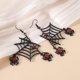thumbnail image 4 of Halloween Black Araneid Web Dangle Earrings Red Rhinestone Araneid Punk Style Party Accessories Women's Earrings, 4 of 8