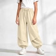 thumbnail image 7 of Bovxnpu Unisex Girls Casual Athletic Pants Kids Girls High Waist Drawstring Jogger Wide Leg Pants Bottoms, 7 of 7