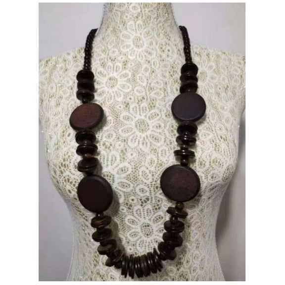 Wooden Bead Necklace Statement Boho Beaded Necklace N1185