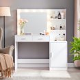 thumbnail image 2 of Oufan 46.6" Vanity Makeup Desk, Makeup Table with Large Mirror and 2 Drawers, 3 Level Dresser & 3 Lighting Modes Adjustable Brightness, Suitable for Bedroom, White, 2 of 6