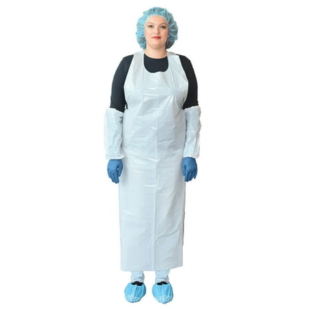 AnA Sourcing Sanitary Disposable Polyethylene Apron White - ANASPE2AP 50 Pack
