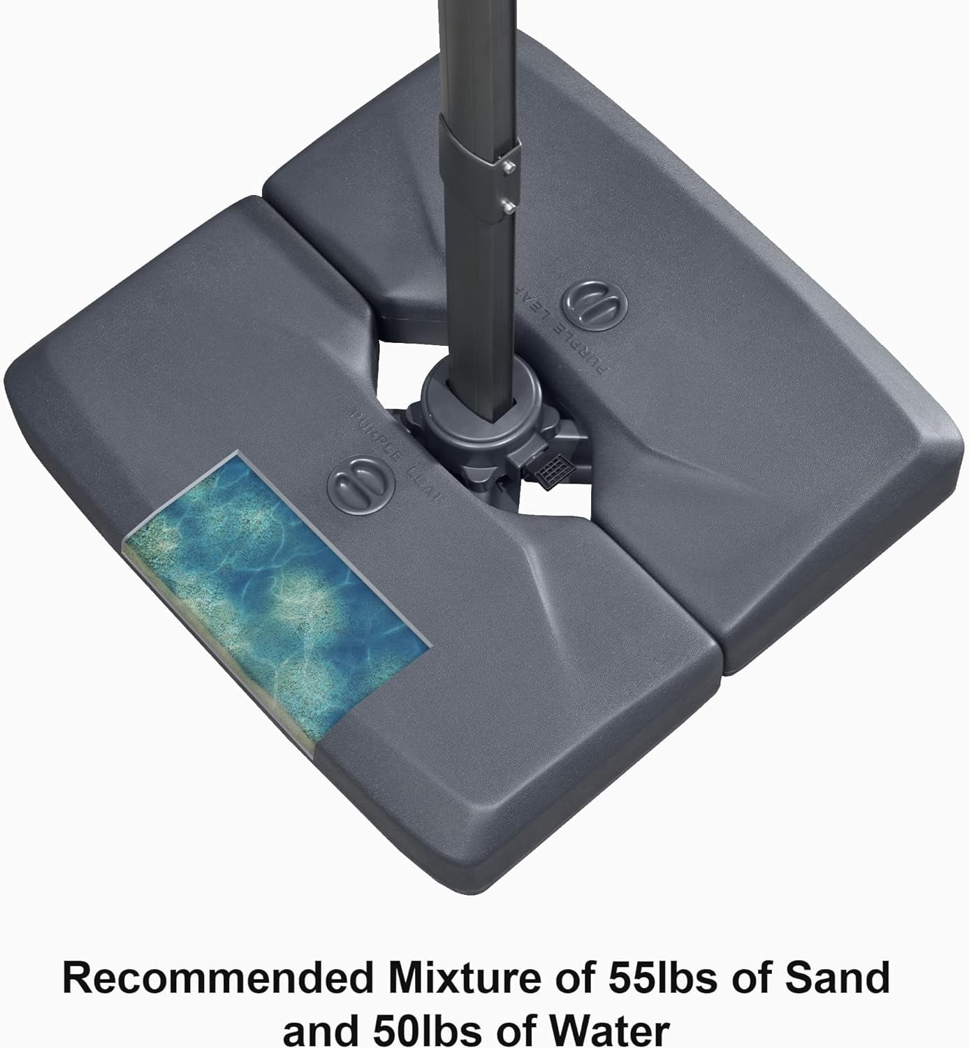 Purple Leaf 165lbs Sturdy Square Plastic Patio Offset Cantilever Umbrella Base, UV Resistant