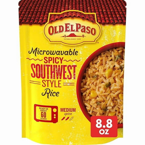 Pack of 1 Old El Paso Rice, Spicy Southwest Style, Microwavable Pouch, 8.8 oz