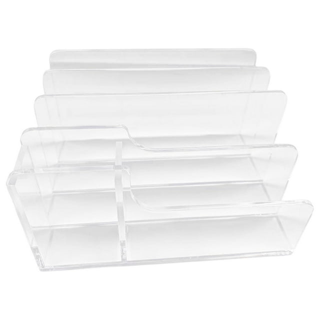 Organizador de archivos de escritorio acrílico Clear File Stand Modern 4 secciones de archivos de archivo de archivos de escritorio para libros