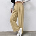 thumbnail image 2 of XFLWAM Womens Wide Leg Dress Pants Business Casual Flowy Work Palazzo Pants High Waisted Slacks Trousers with Pockets Khaki L, 2 of 9