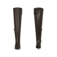 thumbnail image 2 of BLISSFUL STEP Women's Boots Thigh High Stiletto Heel Pointed Toe Buckle Zipper Boots Coffee 7, 2 of 6