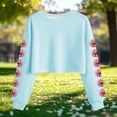 thumbnail image 5 of Camisetas de Manga Larga de las Mujeres Moda Impresa Suelta Casual Cuello Redondo Suéter Deportivo Top Se Ajusta Fiel Al Tamaño, 5 of 5
