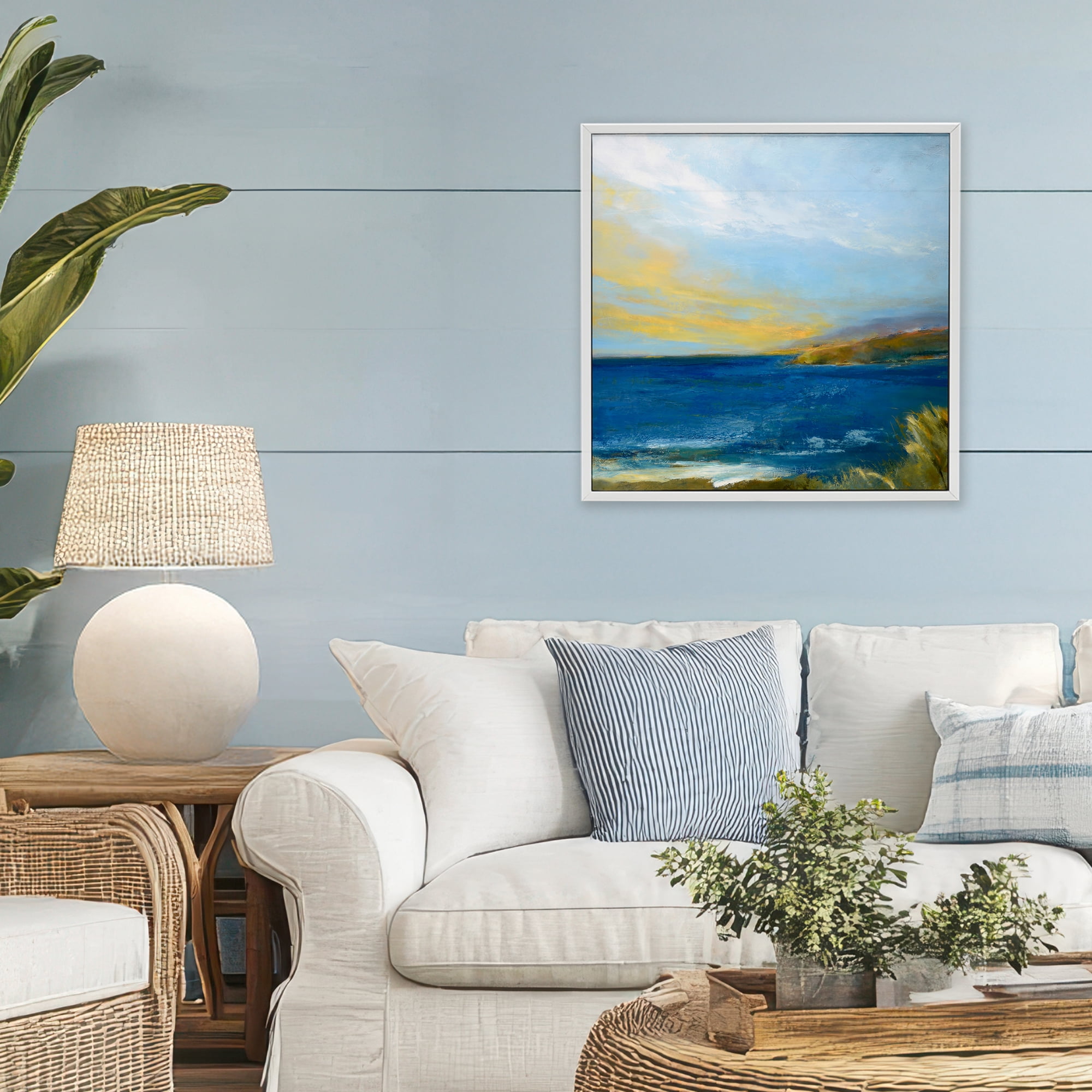 Stupell Industries Vibrant Ocean Light at Dusk White Framed Giclee Art, design by Patrick Dennis