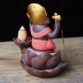 thumbnail image 3 of EeaseMX Quemador de incienso de cerámica con reflujo de Buda Ganesha, figura hecha a mano, estatua de dios elefante, soporte para incienso para el hogar, color rojo, 3 of 7