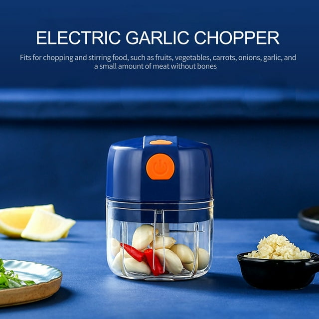 Amdohai Mini Electric Garlic Chopper Multi-function Food Chopper USB Charging Garlic Grinder Mincer Cutter for Chopping Vegetables Fruits Onions Garlics Salad Boneless Meat