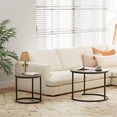 thumbnail image 4 of Nesting Coffee Table Round Side Table Set of 2 End Tables for Living Room Bedroom Balcony, Wooden Stacking Accent Coffee Tables with Metal Frame, 4 of 6