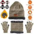 thumbnail image 2 of Moclever Winter Warm Knitted Set, 3Pcs Knit Acrylic Hat Scarf Touch Screen Gloves for Men Women, Beige, 2 of 7