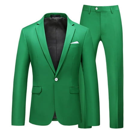 JIKNTTR Mens Fashion Suit Men s Suits 2 Piece Slim Fit Casual One Button Solid Color Suits For Men Business Wedding Party Blazer & Pants Set Beach Tracksuit Set