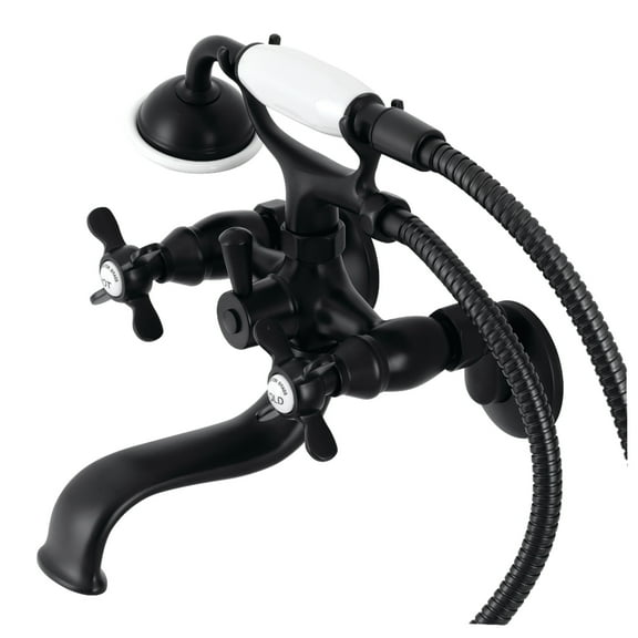 Kingston Brass KS245MB Essex Wall Mount Clawfoot Tub Faucet with Hand Shower, Matte Black