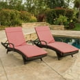 thumbnail image 4 of Noble House Salem Chaise Longue Extérieure en Osier Réglable avec Coussin Rouge (Ensemble de 2), 4 of 8