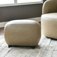 thumbnail image 5 of 23" Wide Faux Leather Upholstered Ottoman, Mid-Century Modern Living Room Footrest with Soft Padded Seat, Footstool for Bedroom, Entryway or Living Room, Khaki, 5 of 11