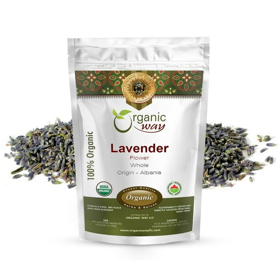 Organic Way Dried Lavender Flower Buds Whole (Lavandula) - European Wild-Harvest | Organic & Kosher Certified | Raw, Vegan, Non GMO & Gluten Free | USDA Certified | Origin - Albania (1 lbs / 16 oz)