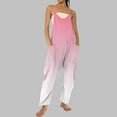 thumbnail image 3 of FNFYFH Womens Sleeveless Gradient Jumpsuits Spaghetti Strap Loose Romper Baggy Overalls with Pockets, 3 of 7