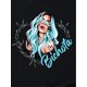 thumbnail image 5 of Camiseta De Verano Para Mujer, Cuello Redondo, Para Mochilero, Vacaciones En La CalleStylish Black Casual Tee for Women with Teal-Haired Portrait & Letter Print - Round Neck, Short Sleeve, 100% Poly, 5 of 7