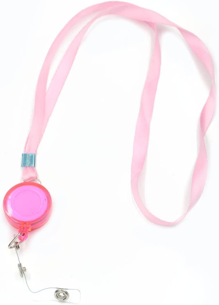 Angelakerry 10pcs Pink Retractable Pull Chain Reel ID Card Badge Holder