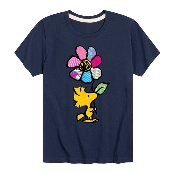 Peanuts - Woodstock With Flower And Pattern - Toddler And Youth Short Sleeve Graphic T-Shirt