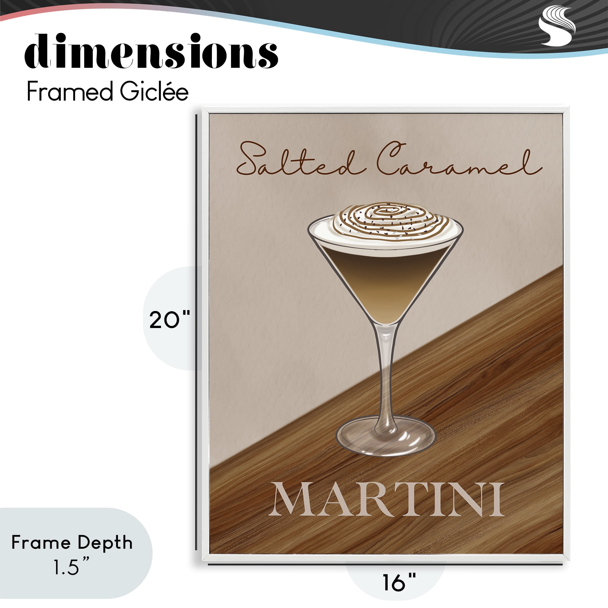 Stupell Industries Salted Caramel Martini White Framed Giclee Art, design by Marcus Prime